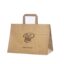 Pruun logoprindiga take away paberkott mõõtudega 35x17x24,5 cm